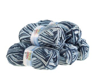 5 x 100g Strickgarn 200 by VLNIKA, #14 Blautöne