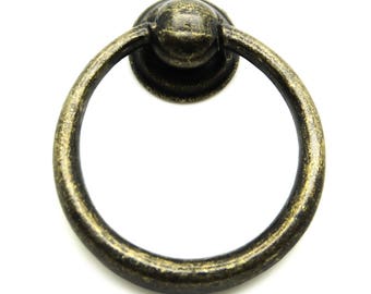 5x Ringgriff Schubladengriff 44 x 37 mm antikbronze