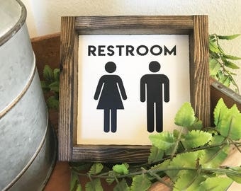 Mini Collection - RESTROOM // Bathroom Decor Sign // Farmhouse Sign // Wood Framed Sign // Farmhouse Style // Farmhouse Decor // Fixer Upper