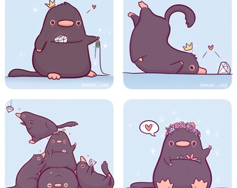 Chubby Niffler Stickers and/or Mini Print Set (6x6")