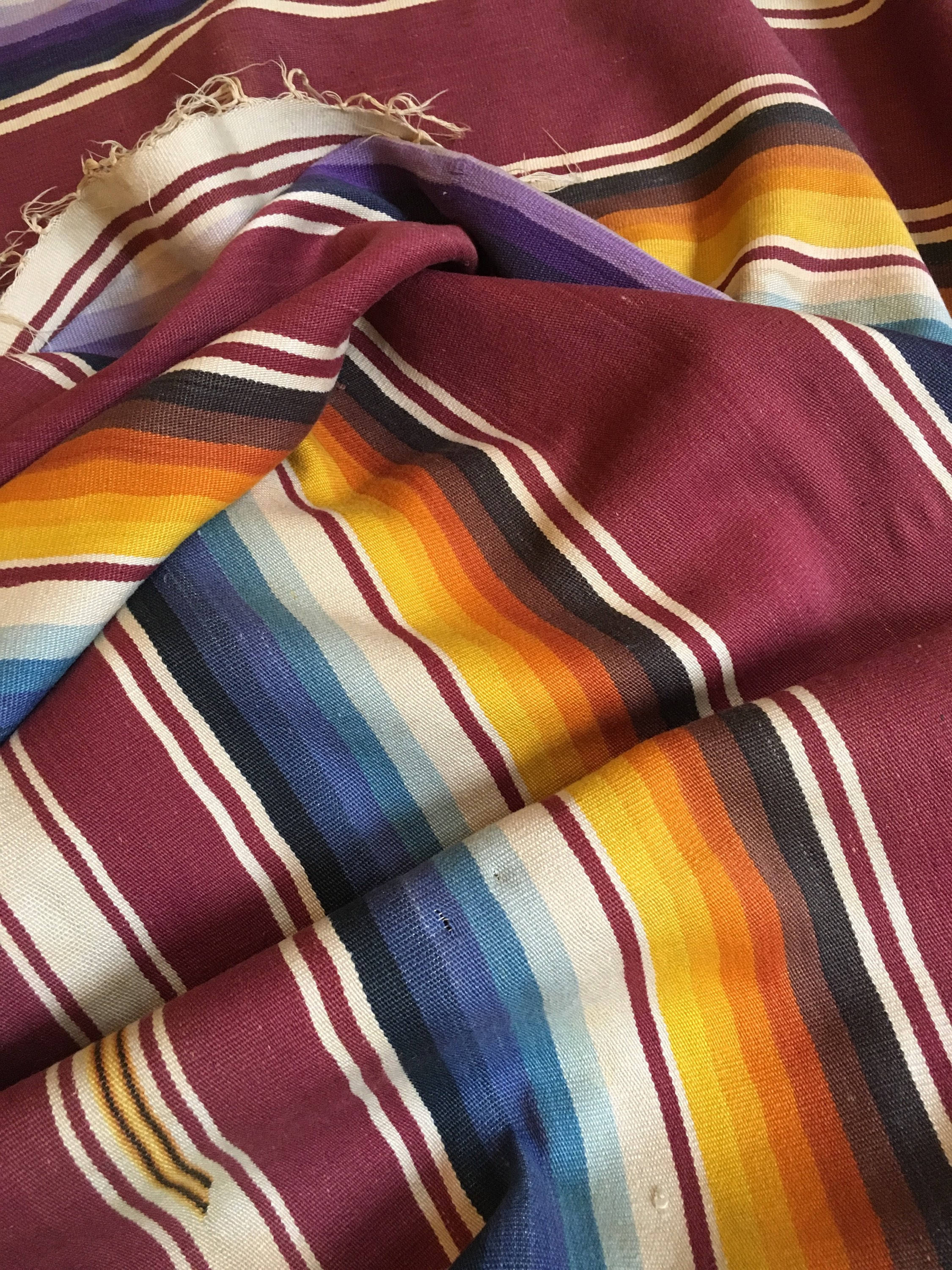 Vintage Serape Saltillo Blanket 40s Throw Woven Mexican Style with