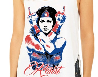 Wonder Woman Resist Ladies Tank Top, DC Comics Tank, Resist Trump Tank For Jrs, Feminist Shirt, Wonder Woman Tank Top, Resist Movement