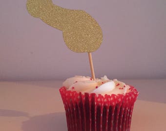 Penis cupcake toppers. Party decoration.