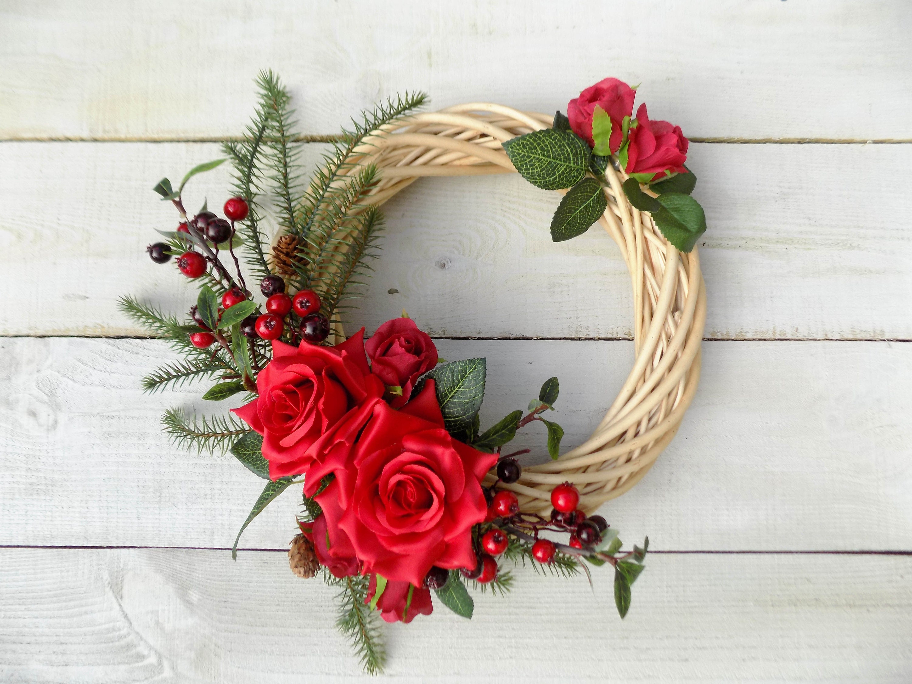 Christmas wicker wreath front door wreath Christmas rattan