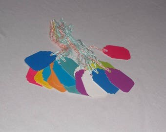 20 Small multicolored Strung Tags, marking Tags
