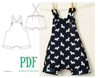 Boys Romper PDF pattern, Baby romper PDF, Boys Jumpsuit PDF, sewing pattern for kids, boys pants pattern