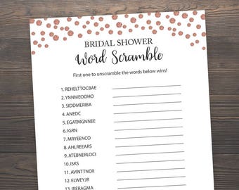 24 Personalized FAMOUS PAIRS Word Scramble Bridal Shower Game