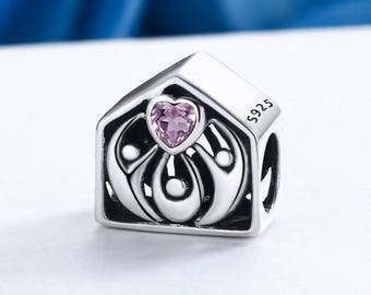 silver charms Authentic Sterling Silver Loving Home House charm Fits European & Pandora Charms for Bracelets