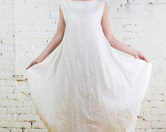 Linen dress, linen dresses for women, linen overalls, white linen dress, linen dress long, linen dress sleeveless /LD0011