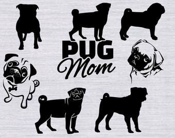 Download Pug dog silhouette | Etsy