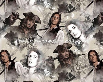 jl002 - 1 Yard Cotton Woven Fabric - Cartoon Characters, Pirates of the Caribbean (W105)