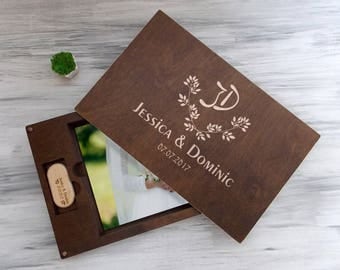 Personalized Keepsake Box Wedding Photo Box Wedding Memory Box Engraved Photo Box Wedding Gift for Couple USB Flash Drive Wood Photo Box