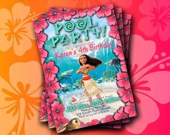 Moana Invitation Instant Download; Moana Pool Party; Moana Themed Pool Party; Moana Birthday Invitation; Moana Pool Party Invitation;