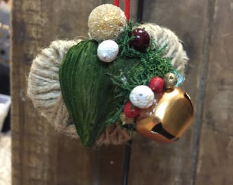 Small Twine Heart Christmas Ornament, Christmas Ornament, Tree Ornament
