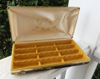 Vintage Mele Jewelry Box, Mele Travel Jewelry Box for Pierced Ears, Cuff Link Jewelry Box