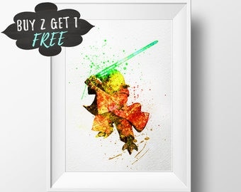 Master Yoda Art Print Poster, Star Wars Wall Art Poster Instant Download Nursery Decor Printable, Yoda Star Wars Print, Star Wars Art Poster