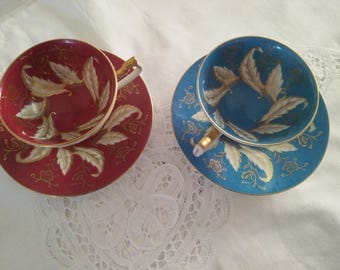 Vintage Nathco Porcelain Demitasse Cups and Saucers (Pair)