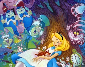 Down the Rabbit Hole Alice in Wonderland Silhouette PRINT