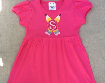 Back to school dress, Pencil Dress, Monogram pencil dress