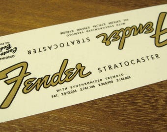 Fender Stratocaster Headstock Decal Set for Mid 60's Strat Waterslide Decals Vintage Guitar Parts