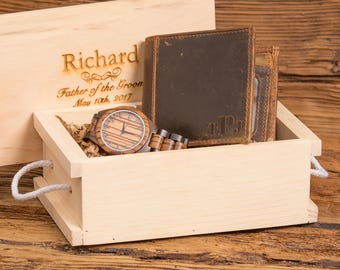 Personalized Watch and Monogram Leather Wallet, Anniversary, Wedding, Retirement, Graduation, Fathers Day, Christmas, Gifts for Men WS001