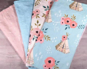 Baby Gift Girl Burp Cloth Teepee Burp Cloth Tribal Burp Cloth Minky Burp Cloths Cotton Burp Cloth Modern burp cloths Organic