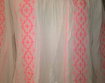 White embroidered cotton long sleeve blouse