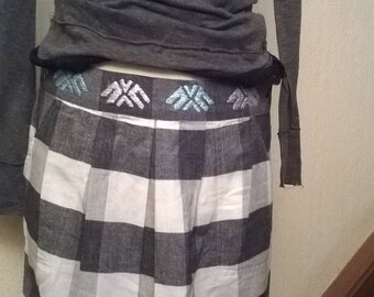 Black and white Plaid cotton skirt