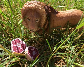 Miniature bone-in steak (raw meat cut) for a pretend play, zoo, grocery, cooking, dollhouse, butcher shop etc