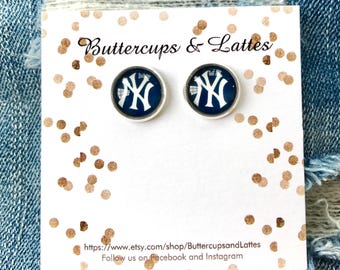 New York Yankees Inspired Stud Earrings 12mm