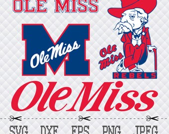Ole Miss Rebels Logo SVG DXF EPS Png Cut Vector File Silhouette Cameo Cricut Design Vinyl Decal Template Stencill Heat Transfer Iron Tshirt