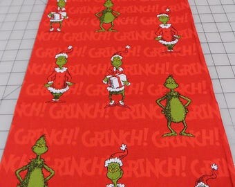 Red, Grinch Fabric, Dr Seuss Fabric, How the Grinch Stole Christmas, Christmas, Grinch on Red, Robert Kaufman, Cotton, Woven, Fabric by Yard
