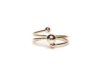 Barbell Ring - Minimal barbell ring in gold OR silver