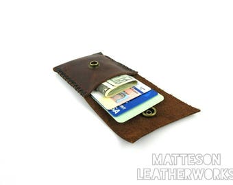 Handmade Leather Card Wallet/Leather Wallet/Bill Fold/Credit Card Wallet/Business Card Wallet/Minimalist/Primitive/Bushcraft/Boho Wallet