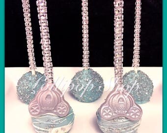 12 Princess inspired teal cake pops - Birthday, princess party favors, baby shower, bridal shower