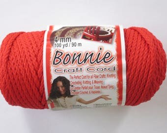 Bonnie Macrame Craft Cord 4mm 100 Yards Red