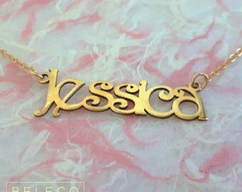 Name Necklace Gold Name Plate Necklace , 15 Font Style To Choose, Personalized English Name Necklace, Custom Name, Necklace WEDDING GIFT