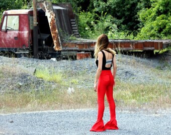 Red New Style Flare Pants - Bell Bottoms - Wide Leg Pants