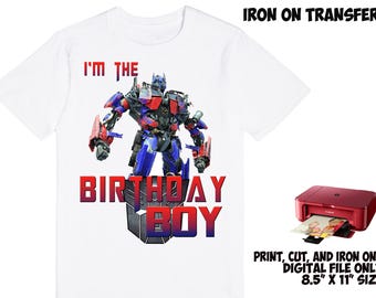 DIGITAL File - Transformers Iron On Transfer Design , Transformers DIY Birthday Shirt , Boy Birthday Shirt DIY , Instant Download