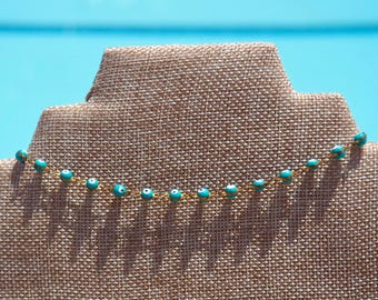 Blue evil eye choker