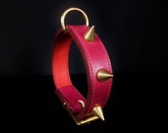 Dog collar with pointed nails "bulldog" solid brass