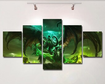 World of Warcraft Legion poster canvas wall art print painting wall hanging home decor High Quality 5 piece set birthday Gift kids room game