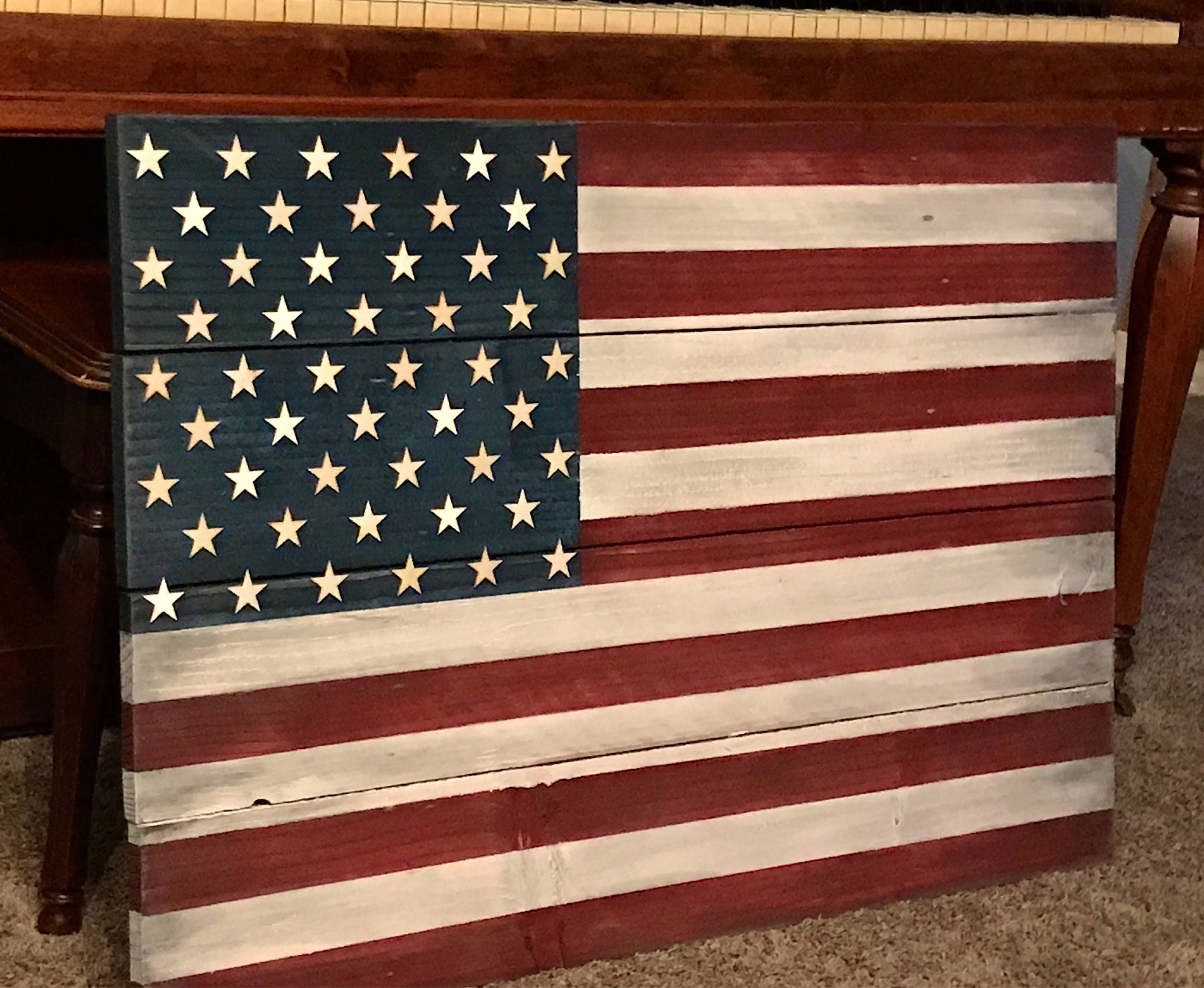 Rustic Wood American Flag Wall Hanging for Indoor or Outdoor