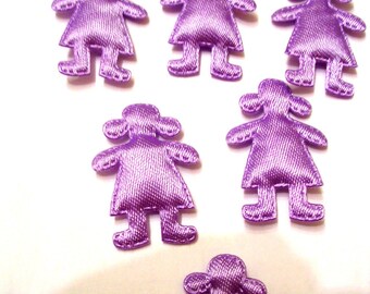 BATCH 6 fabric APPLIQUES: 30mm purple girl