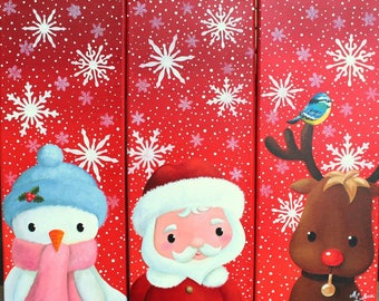 Acrylic painting on canvas (Triptych): Merry Christmas