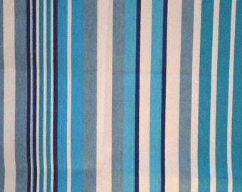 Blue and white "Stripes" pattern thick cotton fabric