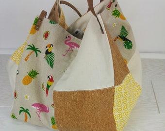 Cotton tote bag square in the colors of summer