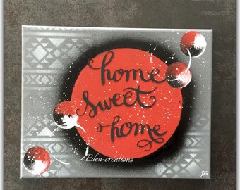 Chalkboard, black and Red home sweet home