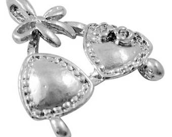 4pcs Pendentifs Breloques Connecteur Maillot de Bain Bikini 23mm en métal argenté