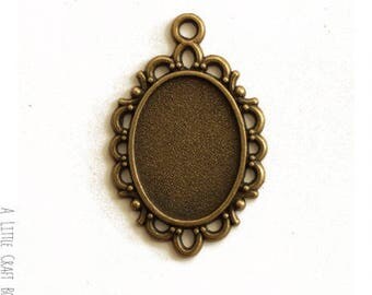 3 oval 18x13mm cabochon bezels - bronze